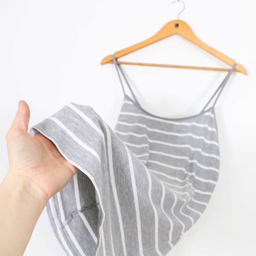 *MyStyle Grey and White Stripped Cami Tank Top